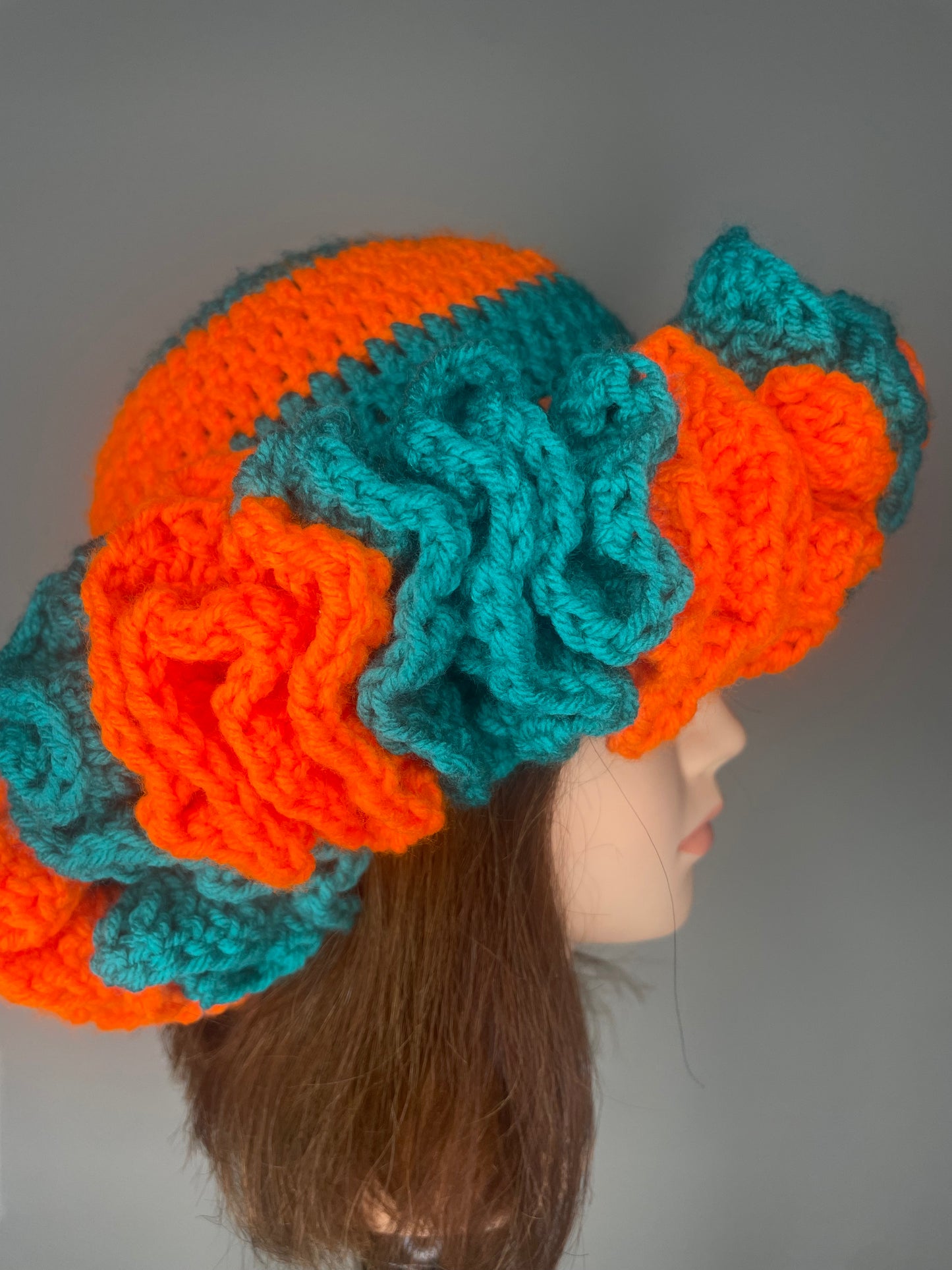 Orange/Teal Ruffle Hat