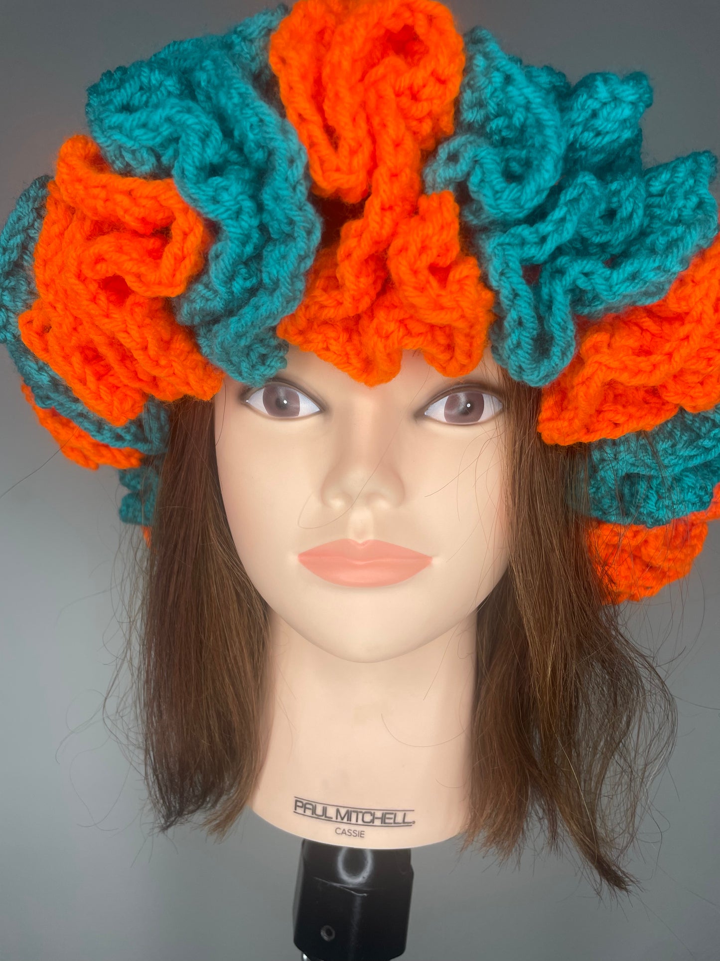 Orange/Teal Ruffle Hat