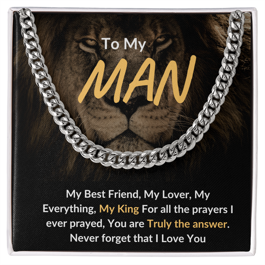 To My Man | Lion | Cuban Link Necklace | Gifts to Dad