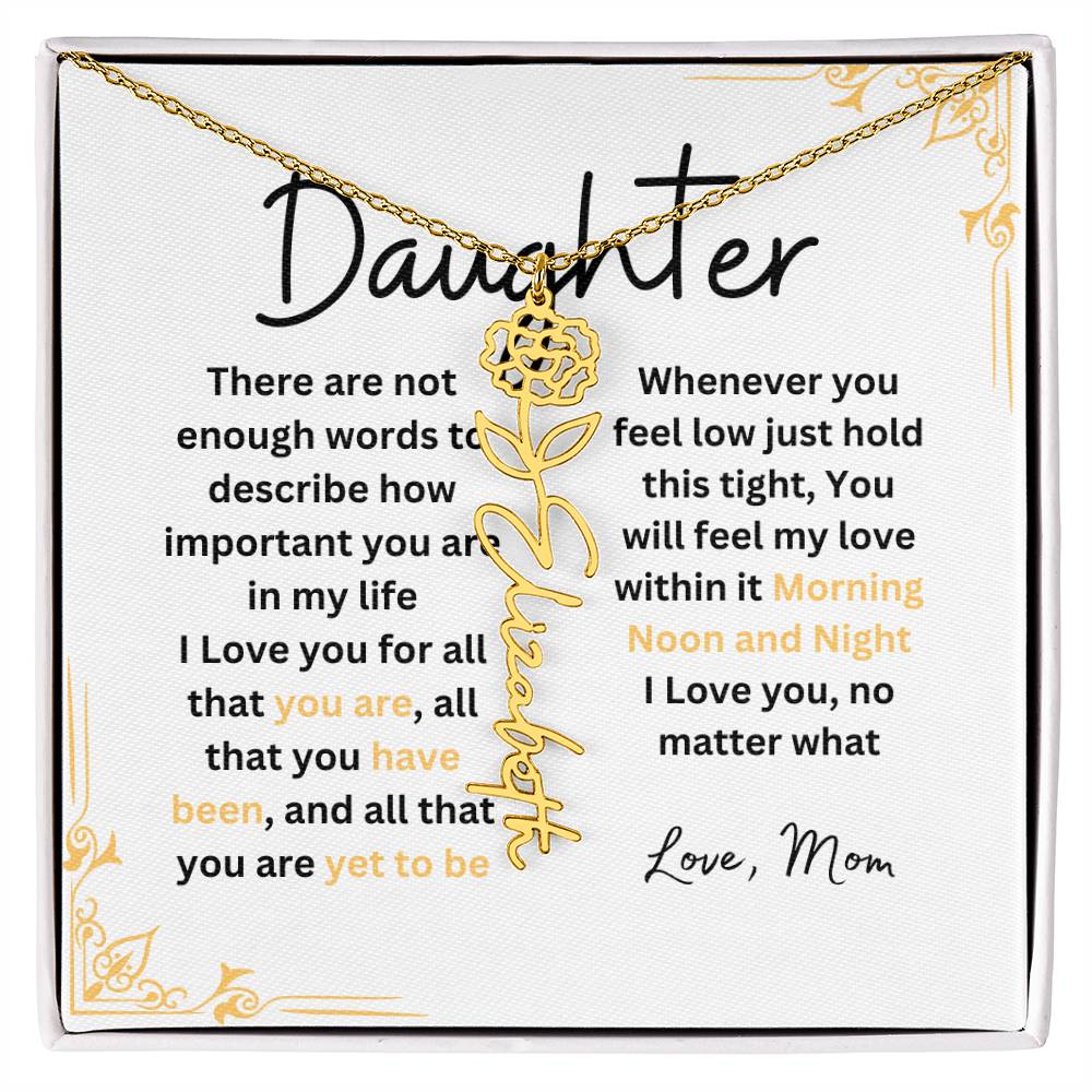 To My Daughter Love Mom | Birth Flower Necklace | Gifts to Daughter