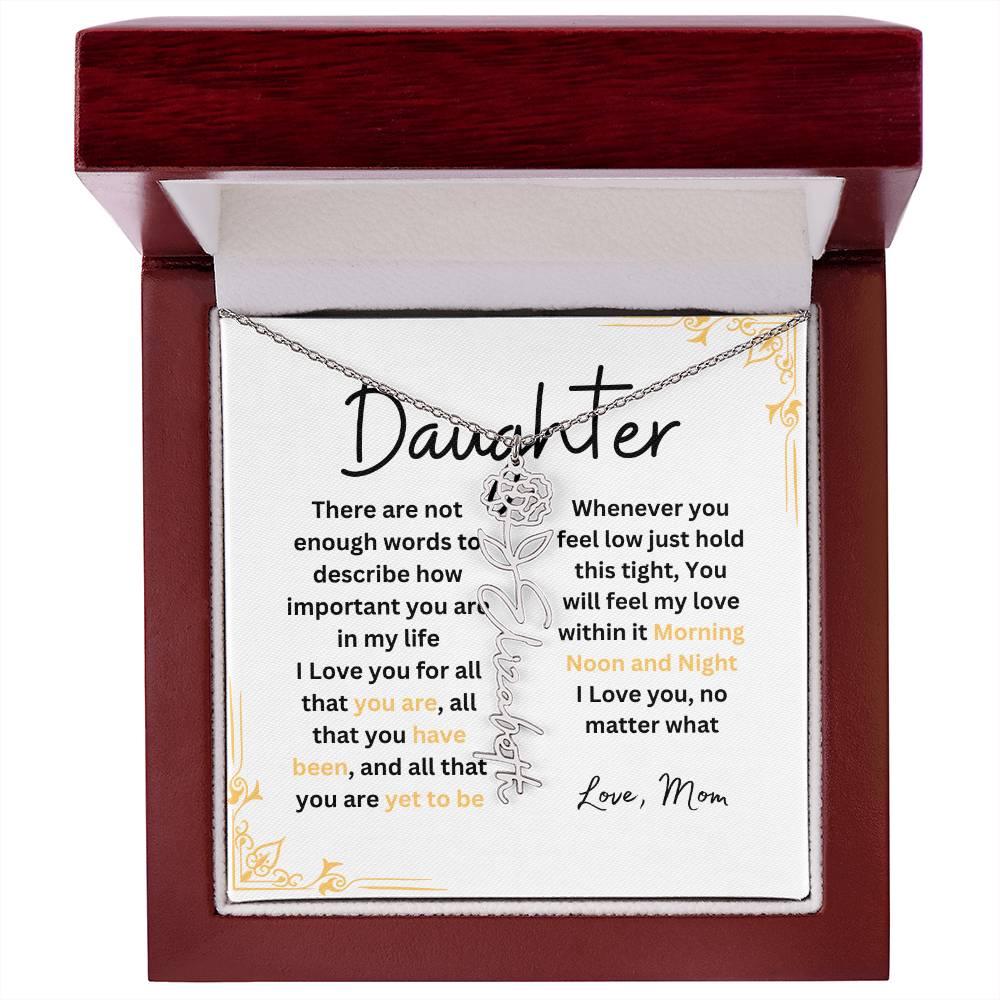 To My Daughter Love Mom | Birth Flower Necklace | Gifts to Daughter