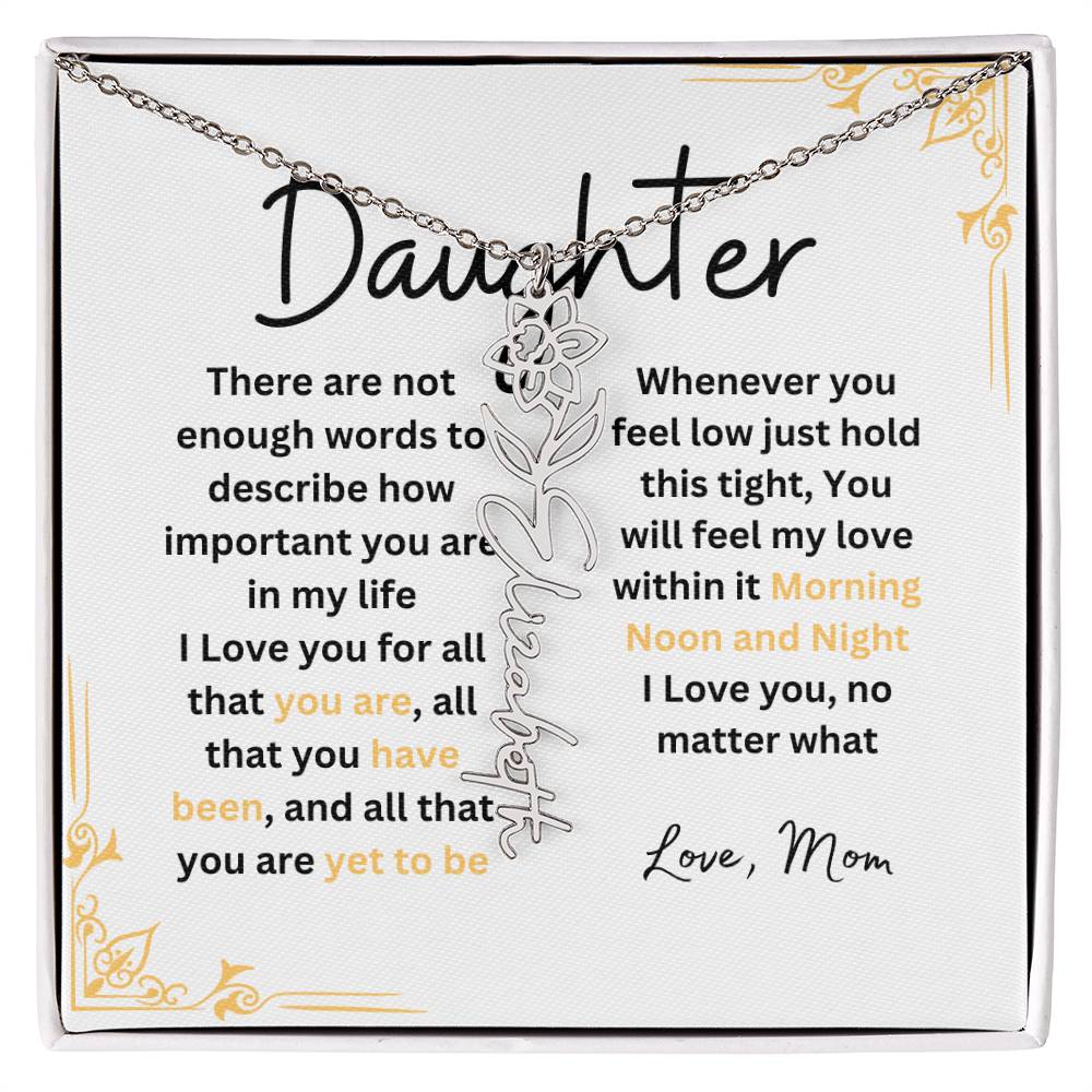 To My Daughter Love Mom | Birth Flower Necklace | Gifts to Daughter