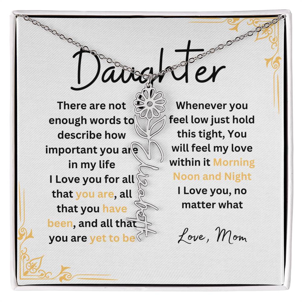 To My Daughter Love Mom | Birth Flower Necklace | Gifts to Daughter