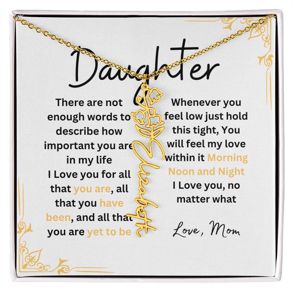 To My Daughter Love Mom | Birth Flower Necklace | Gifts to Daughter